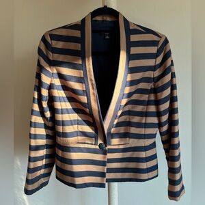 Ann Taylor Navy and Camel Striped Blazer